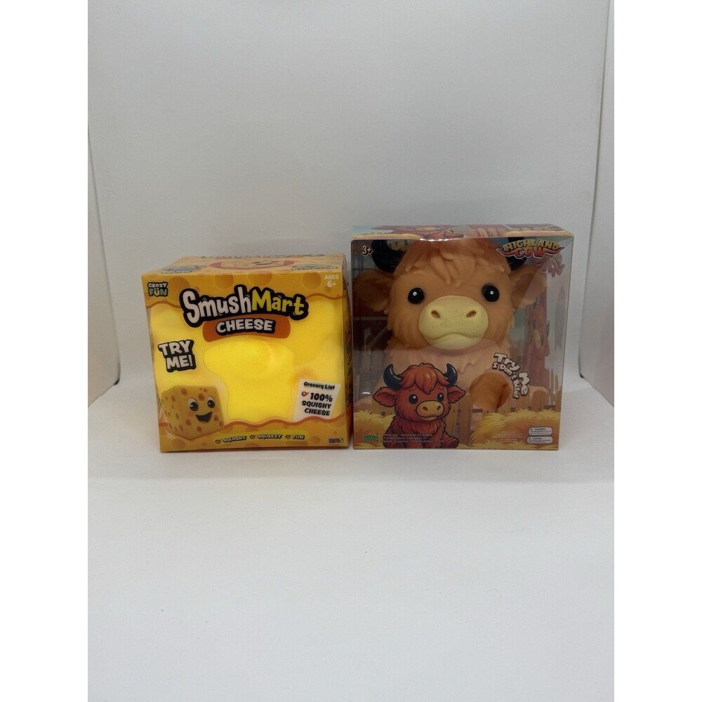 Highland Cow Squishy Toy Animal And SmushMart Cheese Sensory Viral Squishy NEW